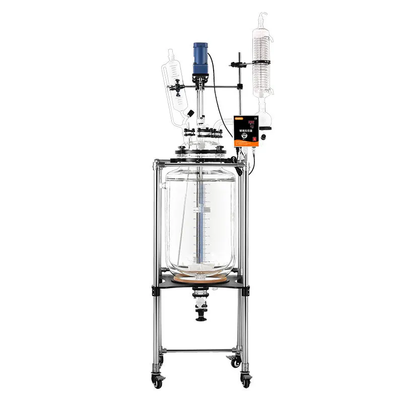 Double-layer glass reactor, laboratory jacket constant temperature stirred reactor 1L/5L/10L/30L/50L/100L