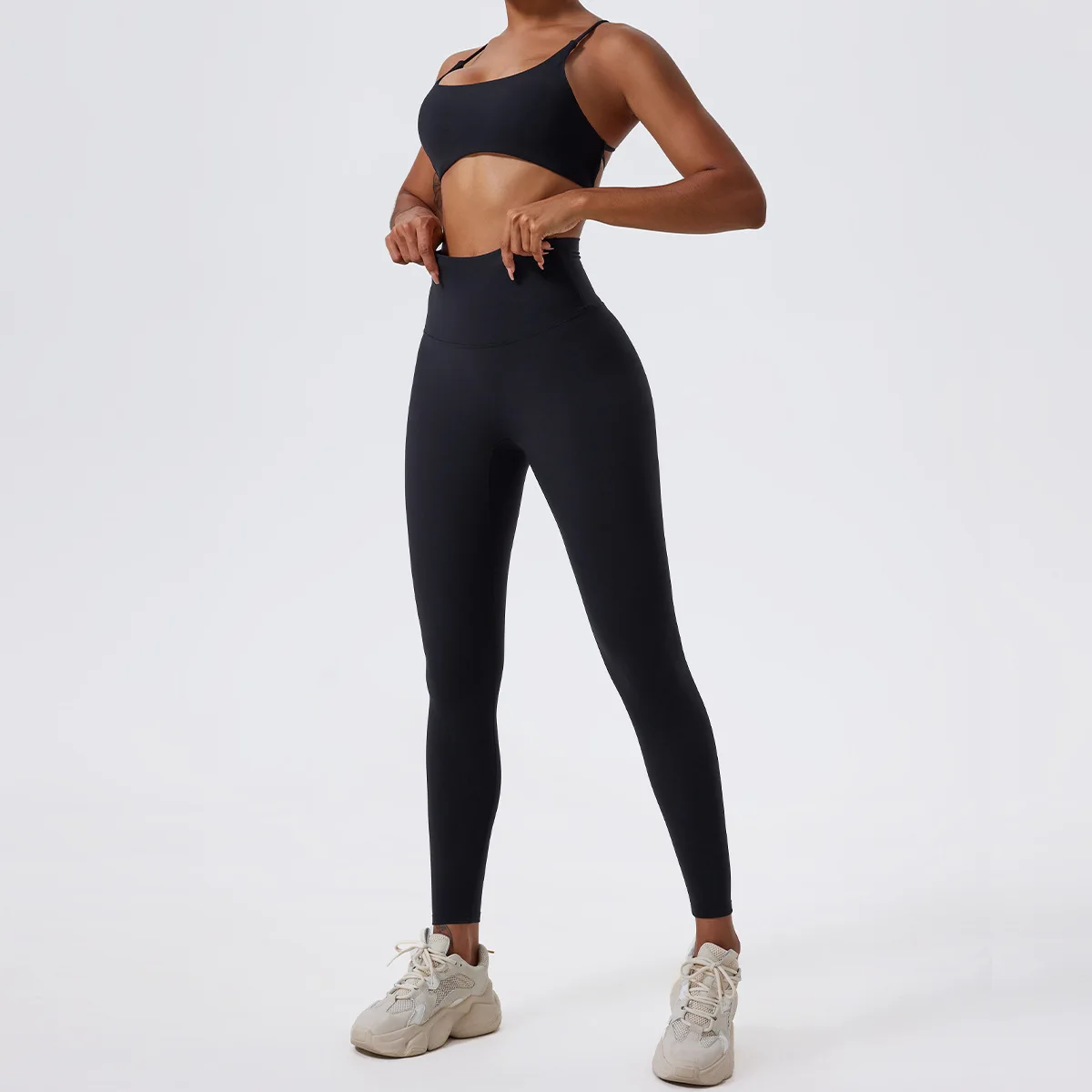 LezyanXR 누드 아름다운 뒤 통기성 꽉 빠른 건조 2 조각 체육관 요가 스포츠 러닝 운동 운동 세트 여성 의상