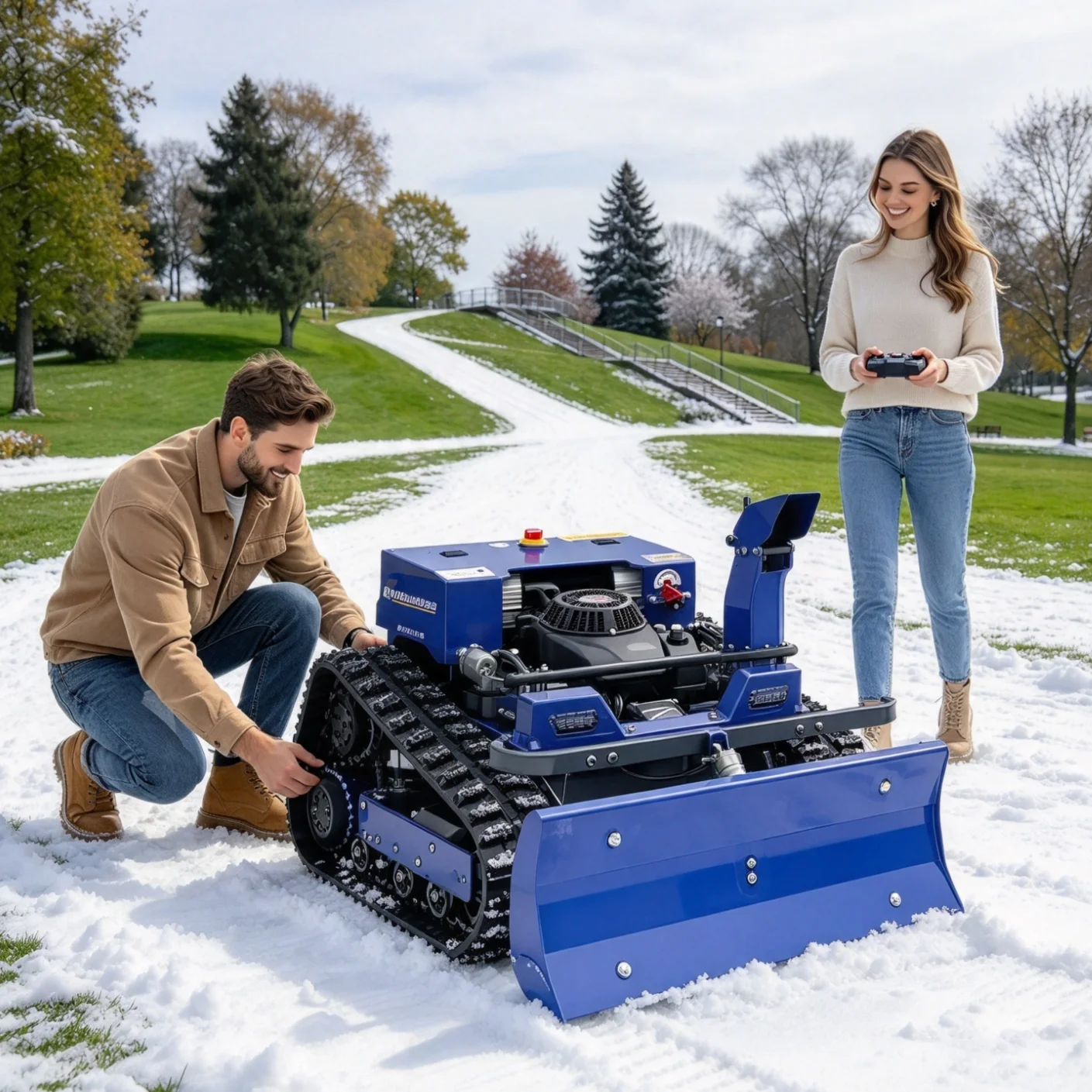 Customized Hot Sale Cordless Lawn Mower Remote Control Lawn Mower Self Propelled Lawn Mower Height Adjustable Cutting