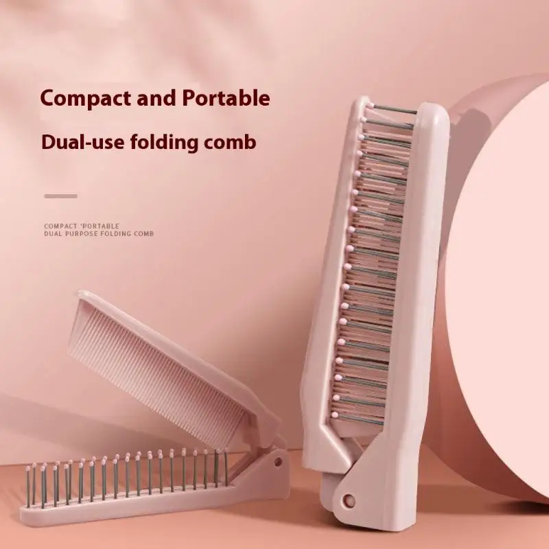 Travel Dual Function Foldable Comb Anti-Static Curly Hair Tool Soft Teeth Detangling Portable For Girls Hair Styling Supplies