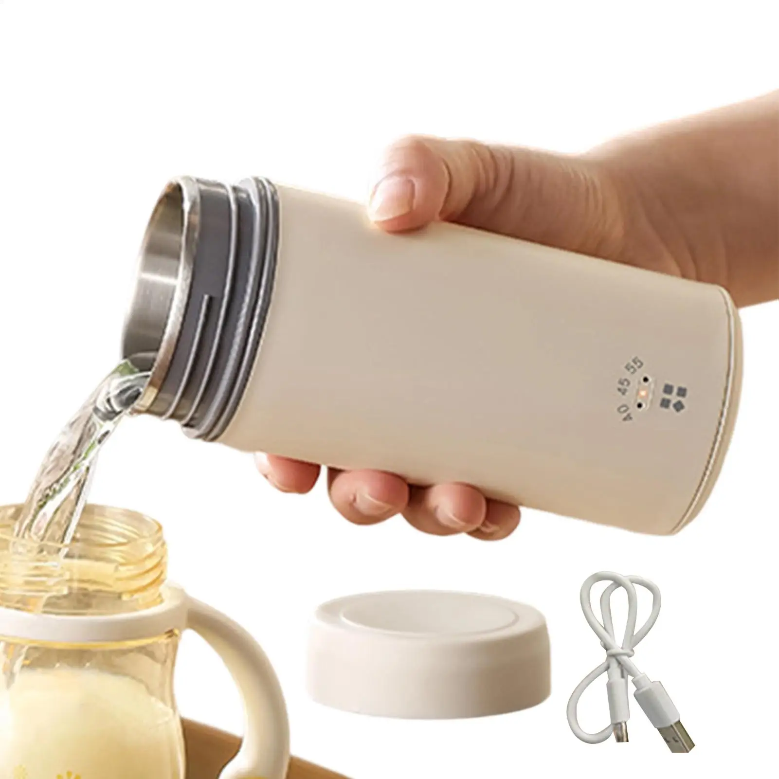 Car Electric Heating Mug 260ml Leakproof Stainless Steel Liner Cup Portable Electric Car Kettle For Coffee Milk Tea Traveling