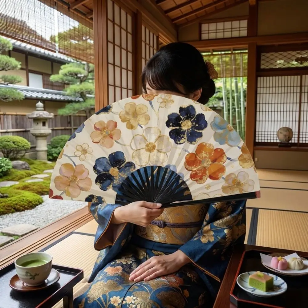 Elegant Vintage Chinese Flower Hand Fan Decorative Handmade Portable Folding Fan Floral Pattern Dance Fan Hanfu Accessories