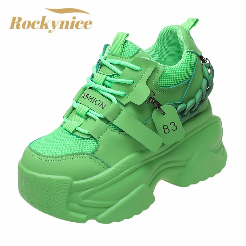 

Autumn Women Chunky Sneakers Breathable Mesh Casual 10CM Wedge Heels Platform Footwear Chaussures Femme Sport Dad Shoes New 2022