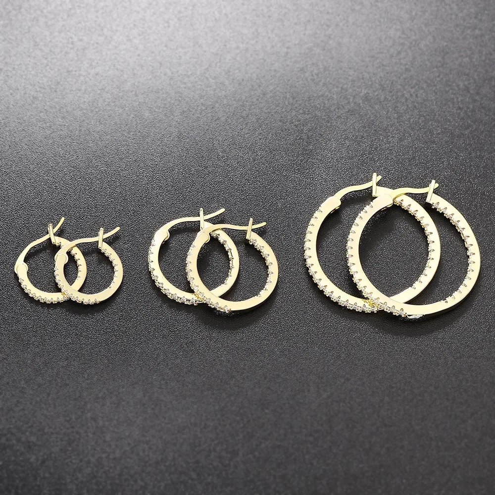 Punk Round Hoop Earrings For Women Fashion Crystal Small Circle Gold Color Cartilage Earings Girl Party Jewelry Accessories E398