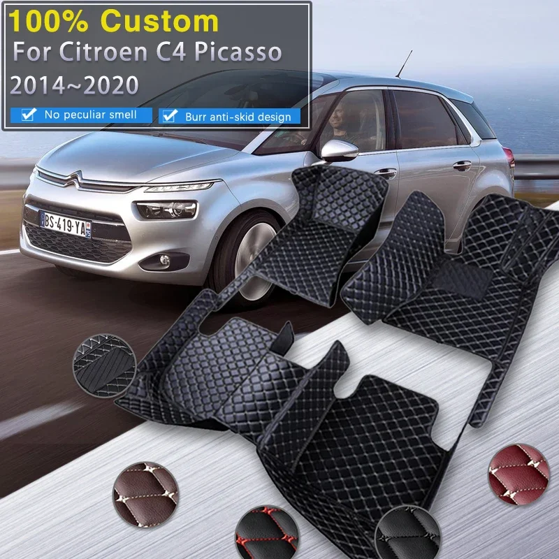 Complete Car Floor Mats For Citroen Grand C4 Picasso SpaceTourer 2014~2020 Carpets Luxury Leather Mat Rugs Pad Set Car Accessori