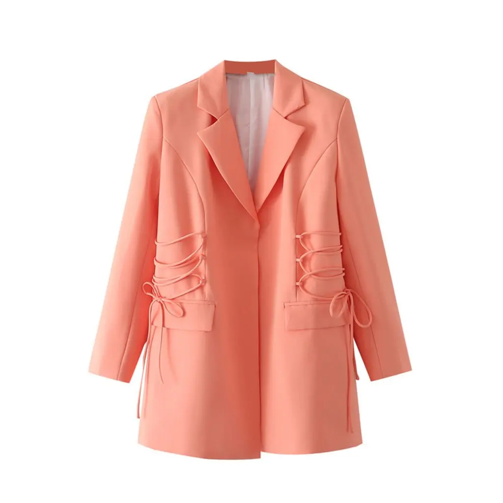

Summer New Elegant High-End Drawstring Straight Jacket for Women European And American Clothing Wholesale Design