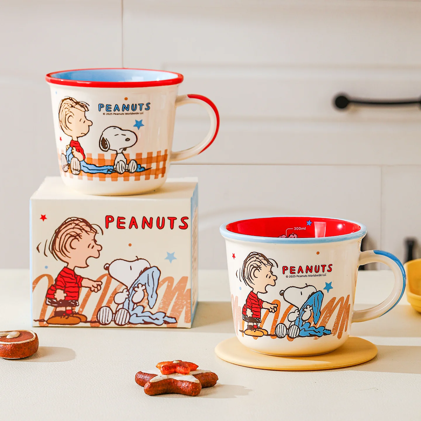 340 Ml Cute Cartoon Snoopy Ceramic Mug Handle Colorful Beautiful Drinkware Home Office Coffee Water Cup Kid Birthday Gift Box