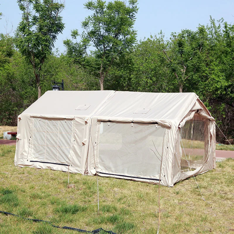4 Season Portable Inflatable Camping Family Tent Waterproof Cotton Fabric