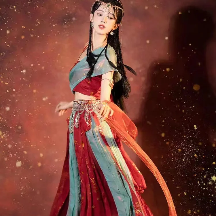 

Original Tang Suit Chinese Exotic National Style Hanfu Stage Performance Costume Noble Elegant Western Goddess Dunhuang Feitian