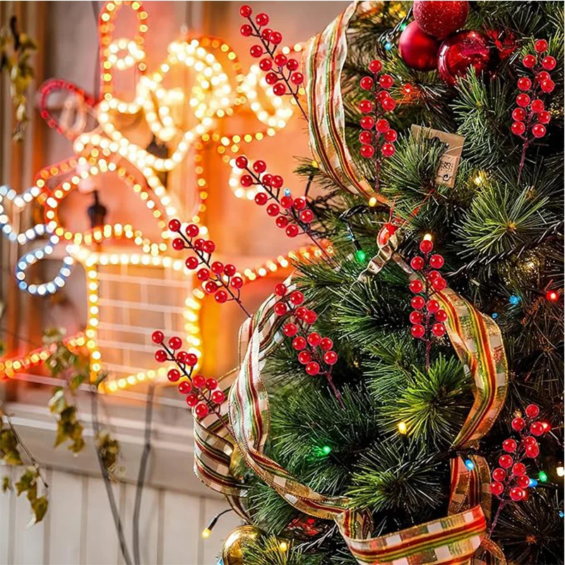 7/12/14 رؤساء 10 قطعة عيد الميلاد الاصطناعي الأحمر هولي التوت شجرة عيد الميلاد الديكور DIY بها بنفسك عيد الميلاد إكليل هدايا عيد الميلاد السنة الجديدة