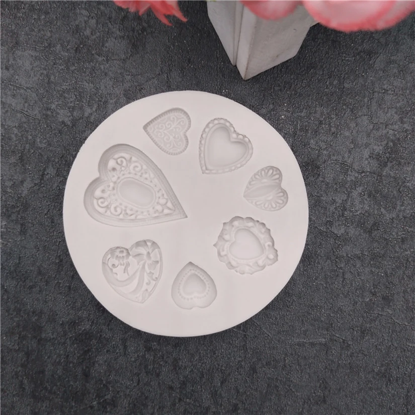 7 Heart 100% Platinum Silicone Sugarcraft Mold Fondant Cake Decorating Tools Bakeware