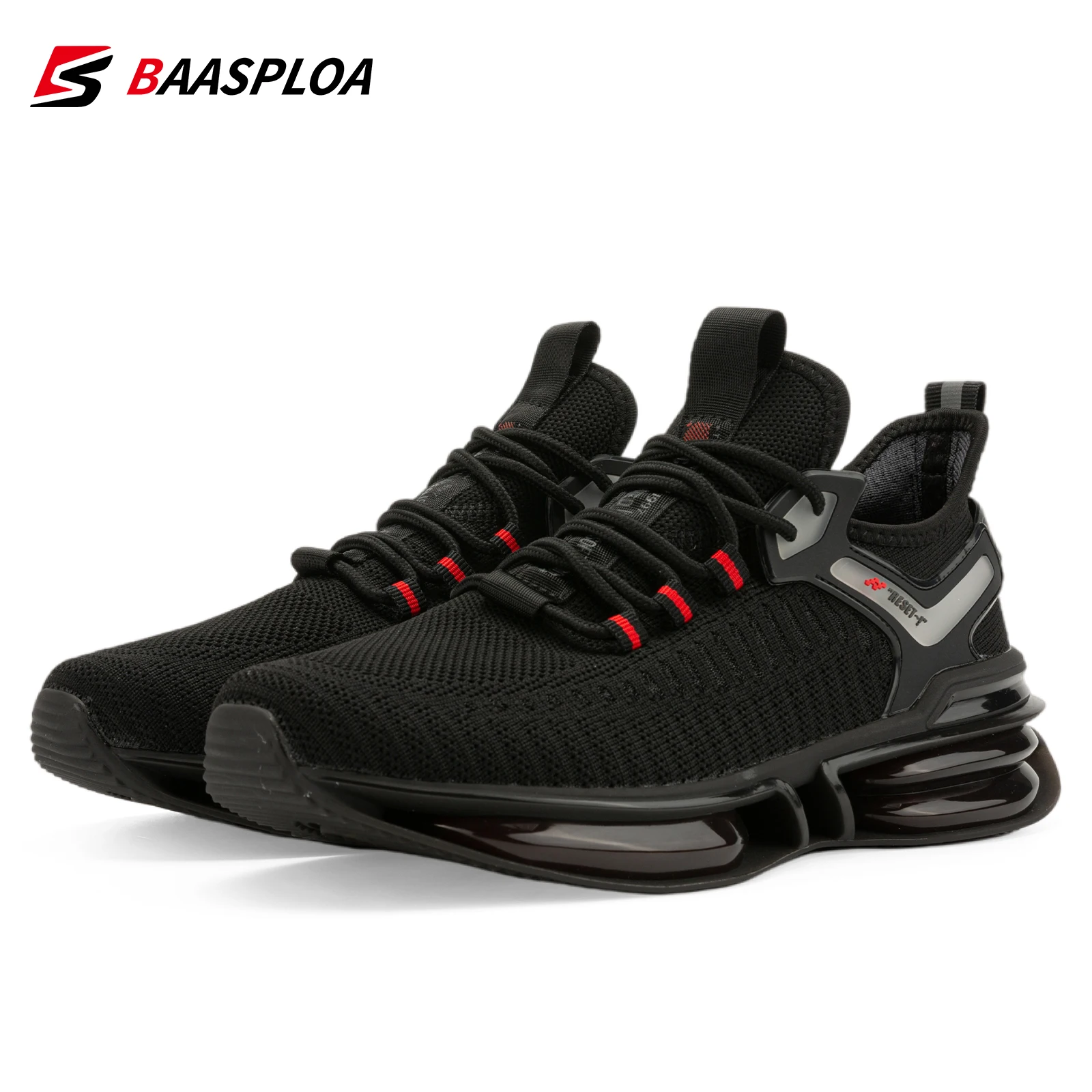 Baasploa 2023 New Men's Casual Shoes Comfortable Knit Sneaker Breathable Tenis Shoes High Quality Male Sneakers