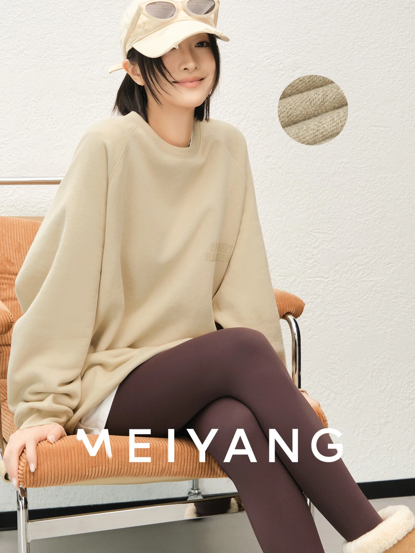 

MeiYang Pastel Milk Fce Sweatirt round Ne Heat Pr Letter Print Loose Fit Long Sve Women's Commute Sle Warmth