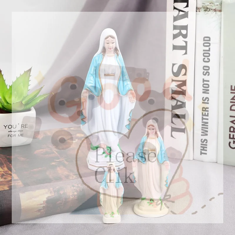 【HG】Plastic Blue Handmade Mary Statue Christmas Home Decoration Gift Detailed Tabletop Ornament