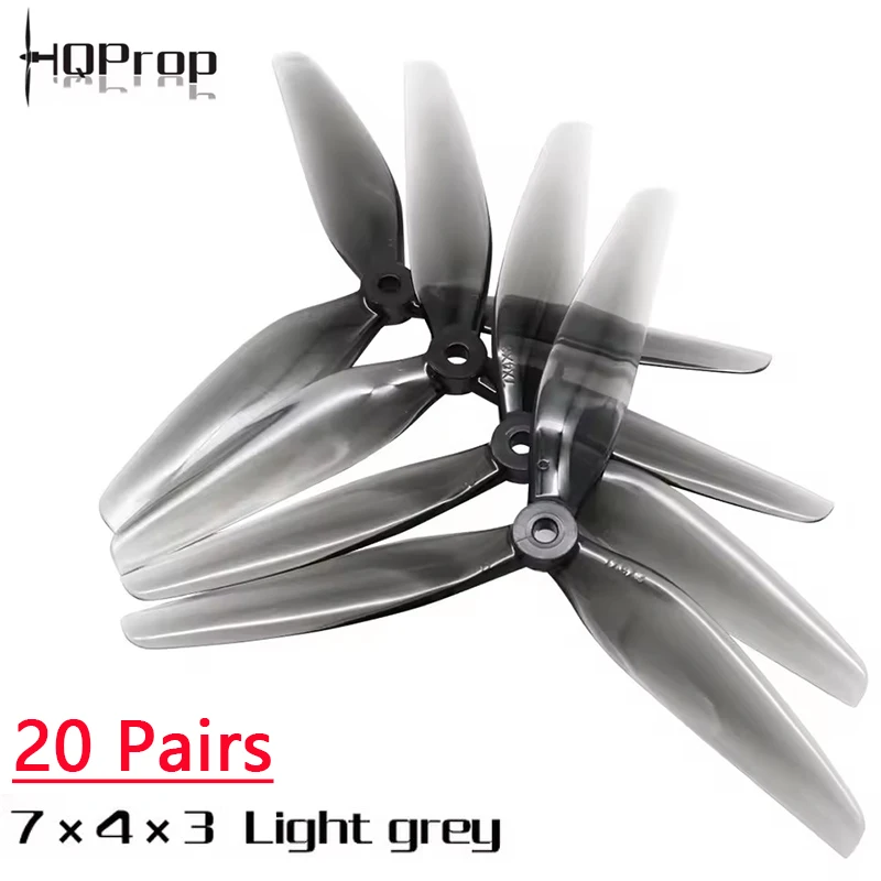 20 Pairs HQProp 7X4X3 7040 7inch 3 blade/tri-blade Propeller Light Grey Poly Carbonate for FPV RC Drone