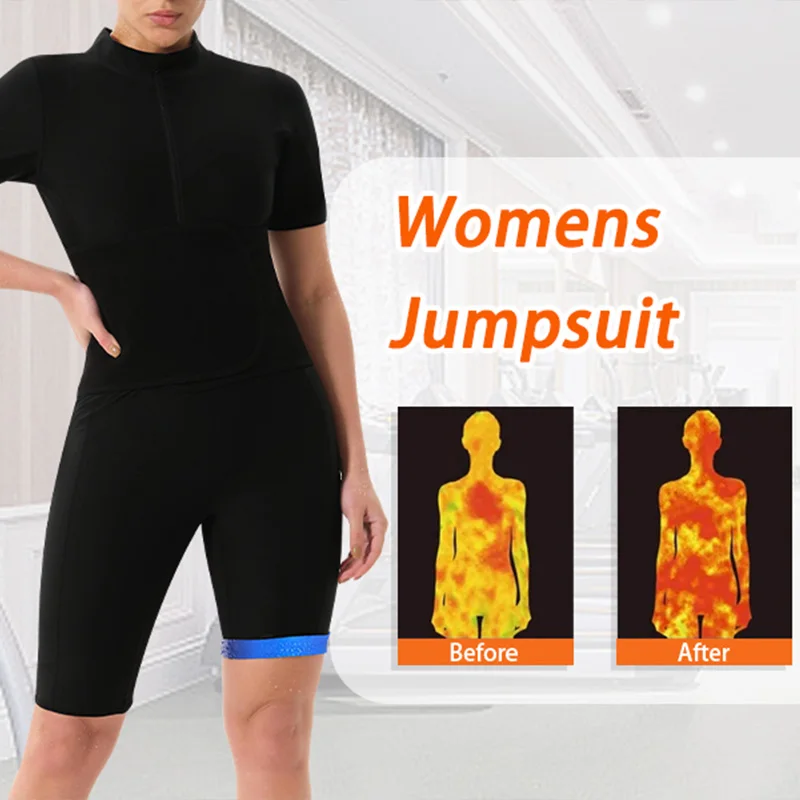 Women 4-In-1 Sauna Suit for Adult Full Body Fat Workout Weight Loss Slimming Body Shaper Waist Trainer Top with Adjustable Waist