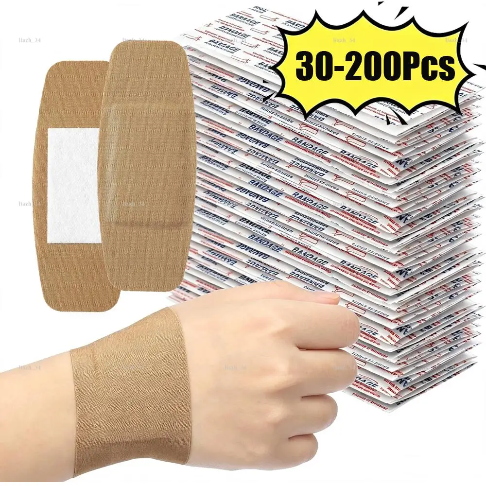 30-200Pcs Elastic Wound Adhesive Plaster Breathable Skin Medical Band-Aid First Aid Home Travel Outdoor Camp Emergency Kits