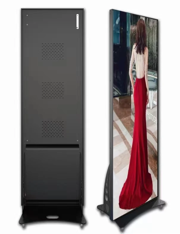 P1.86 Advertising Moving Shop Ground Support Standing Vertical Indoor Led Poster Display Screen