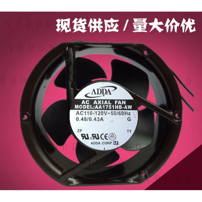 

Вентилятор охлаждения ADDA AA1751HB-AW AC110V-120V 0.48-0.43A, 172 x 150 x 51 мм, 1 шт.