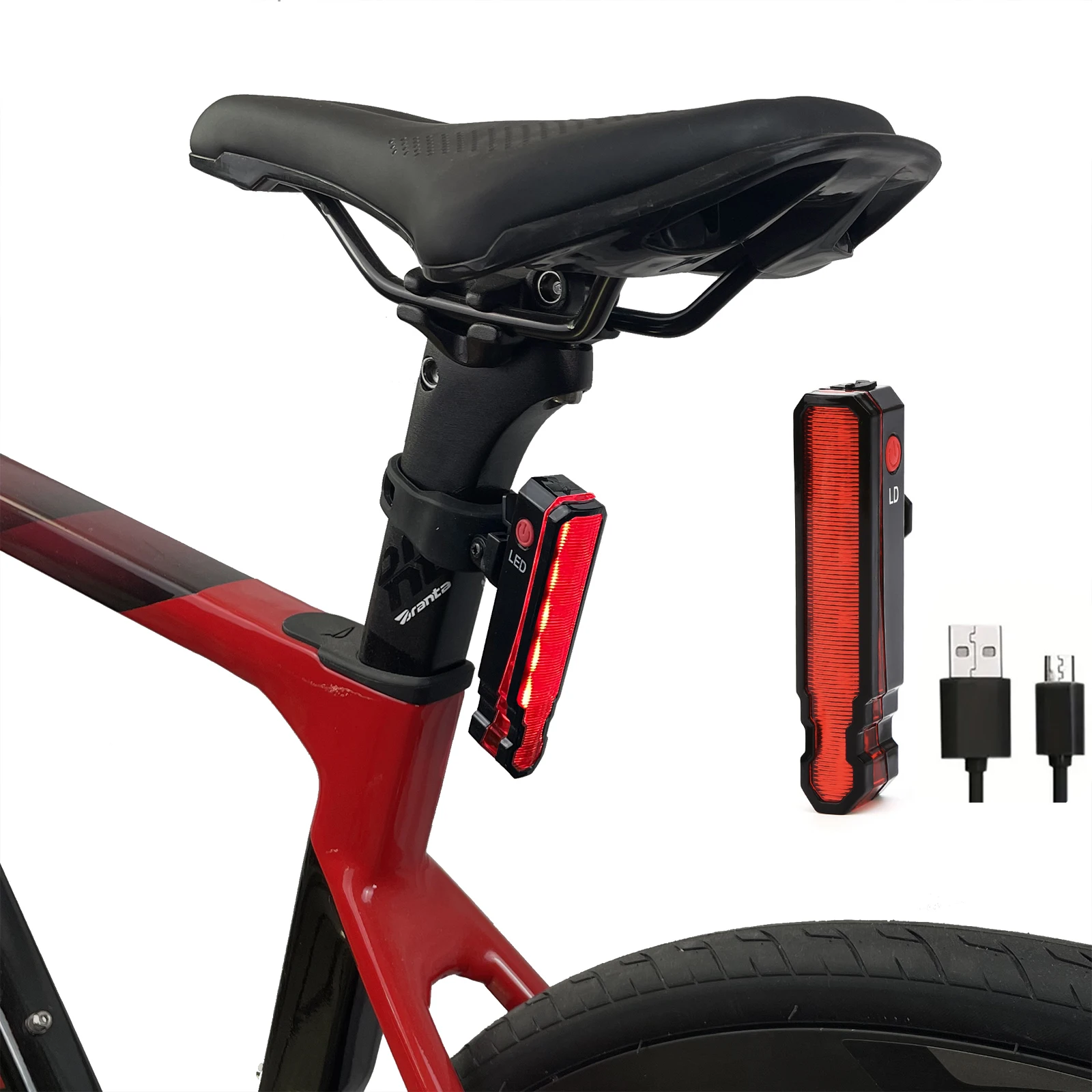 500mAh Bike Tail Light  High Brightness Rear  Seatpost LED Bike Light USB-C Rechargeable Bicycle Night  Warning Light for Riding