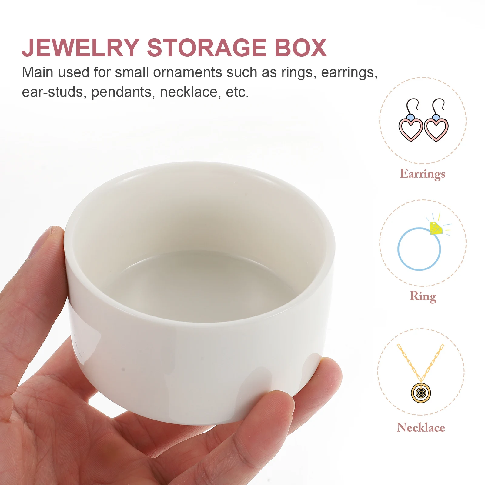 White Porcelain Jewelry Box Rings Ceramic Round Case Delicate Earrings Organizer Ceramics Bracelet Women Holder Storage Box NEW