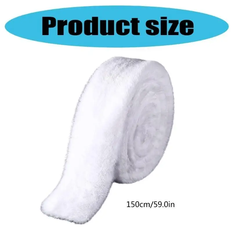 39BB lễ hội màu trắng may quần áo trang trí cho lễ Giáng sinh, dây đeo lông 59 inch màu trắng sang trọng quyến rũ
