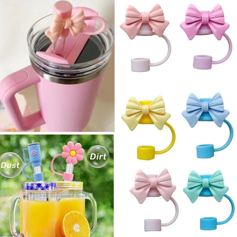 Bow Straw Cap Covers Toppers Silicone Accessories For Stanley Cups 30&40 Oz Tumbler And With 1pc Protective Boot