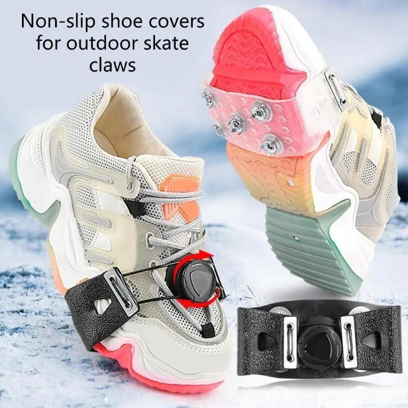  Ice Shoe Grippers Walk Traction Cleats Shoe Chain for Walking Climbing Ice Cleats with 5 Spikes, Antislip Snow Cleats