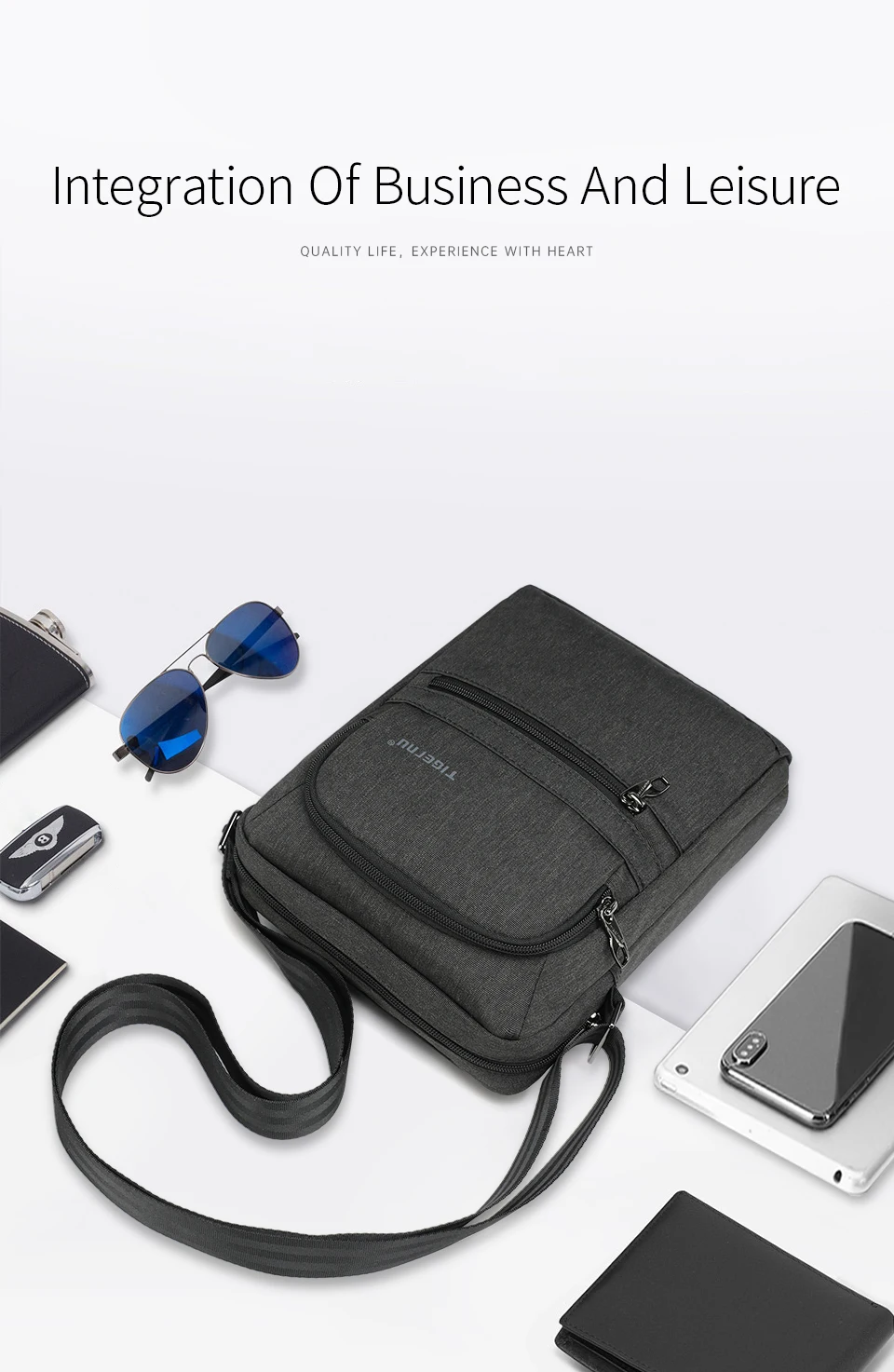 Tigernu Männer Umhängetasche 9,7 zoll IPad Tasche Umhängetasche Für Männer Stoßfest Messenger Tasche Mini Leichte Männer Handtasche – Detail 3