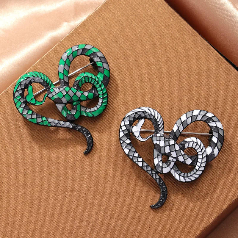 SHMIK New Women Men Plaid Snake Brooch Badges Fashion Vintage Lady Palace Style Heart Snakes Suit Clothing Pin Accessories