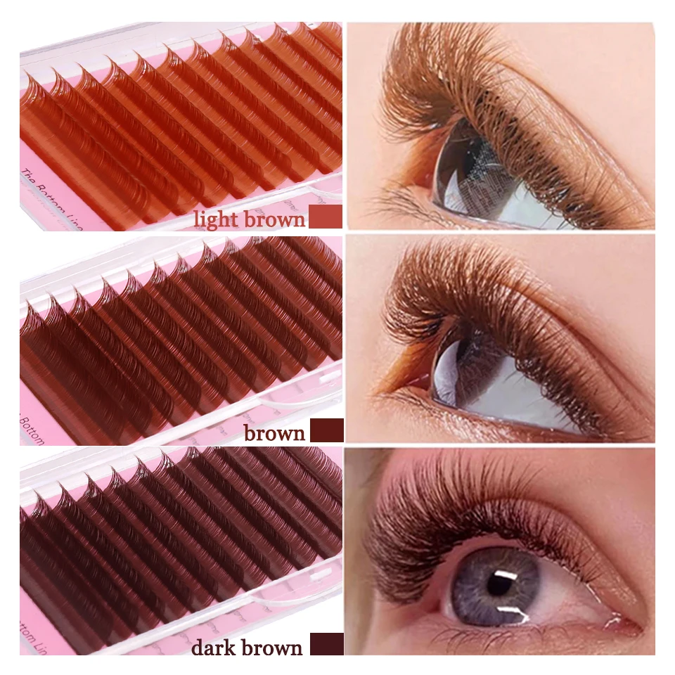 

Cashmere Cocoa Chocolate Brown Classic Eyelashes Individual False Eyelash Extensions Natural Light/Dark Brown Lashes For Makeup