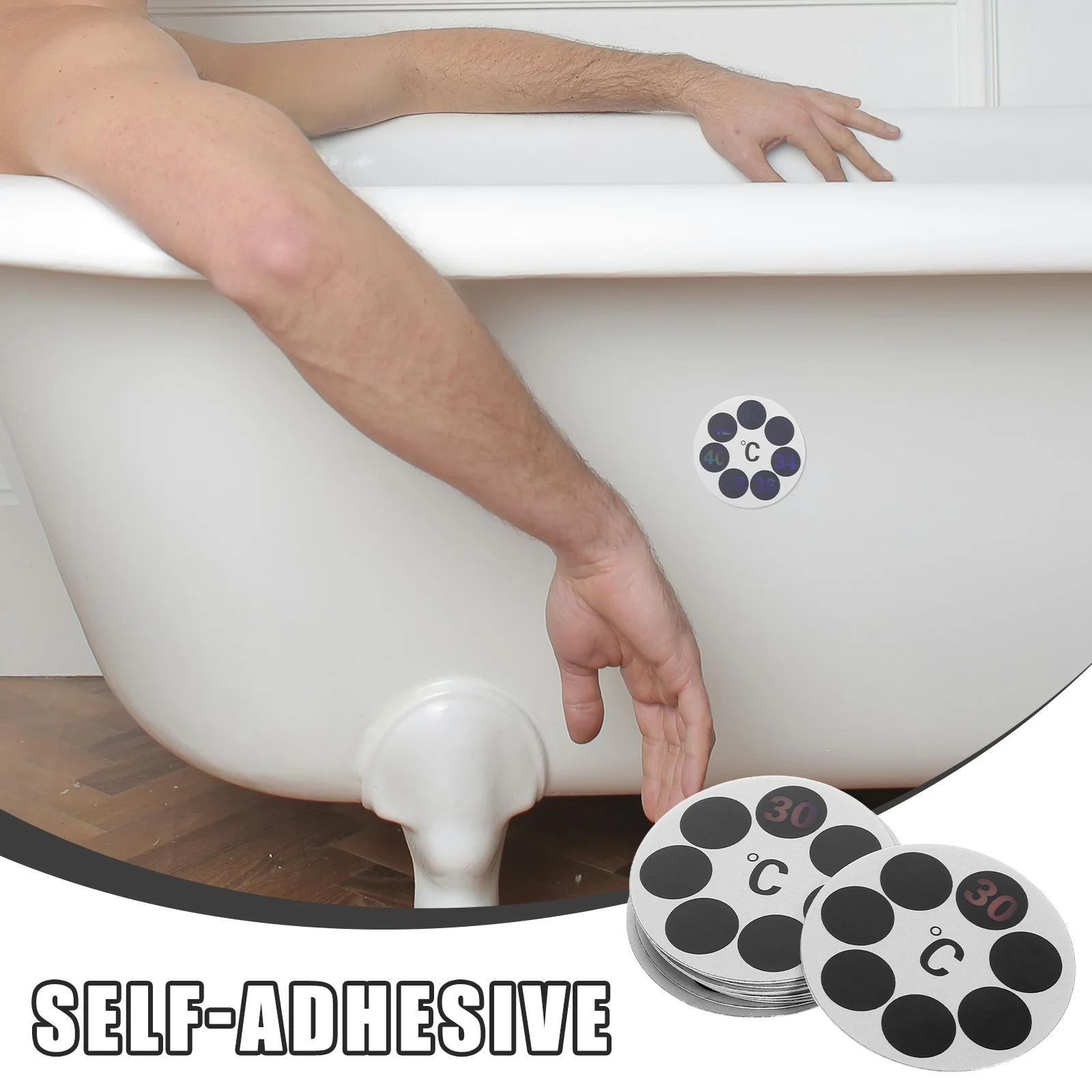 10 قطعة بطاقة اختبار درجة الحرارة لاصق دائري ميزان الحرارة ملصق لمراقبة مياه الحمام مقاوم للماء استخدام حوض الحيوانات الأليفة