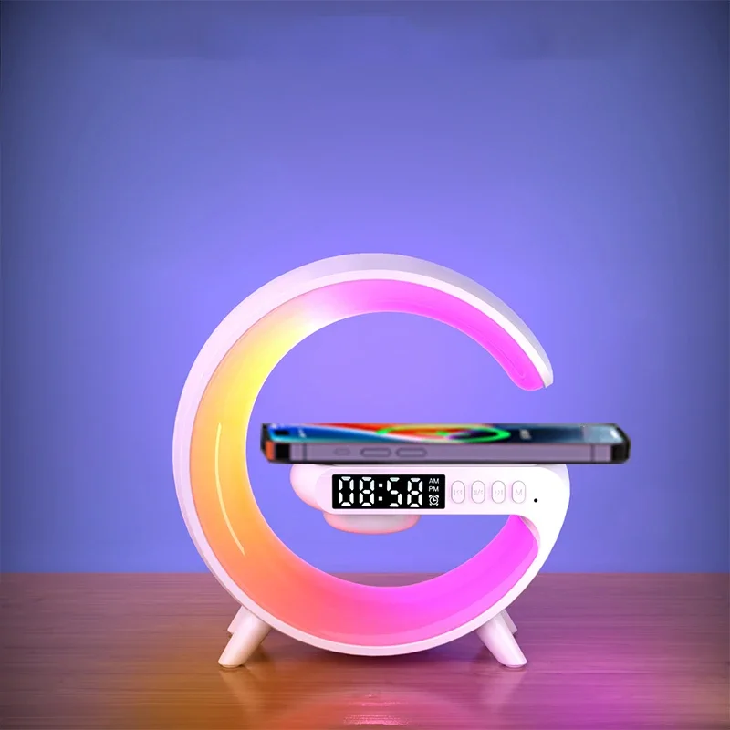 Opansten Multifunction Wireless Charger Pad Stand Speaker TF RGB Night Light Fast Charging Station for iPhone 15 14 13 Samsung image 6