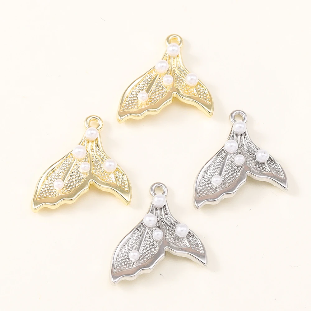 5 Stück 18*18mm Meerjungfrau Charms Perle Meerjungfrau Whale Tale Anhänger für handgemachte Tropfen Ohrringe DIY Halsketten Schmuckherstellung Handwerk