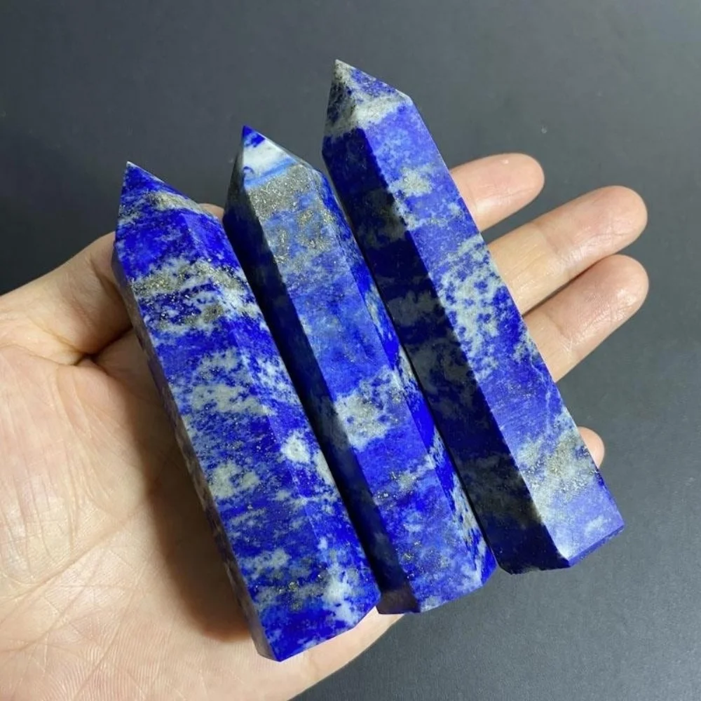 lapis lazuli Wands Crystals Stone Polishing Obelisk Reiki Healing Energy Stone Hexagonal Point Gemstones witchcraft Tower Crafts