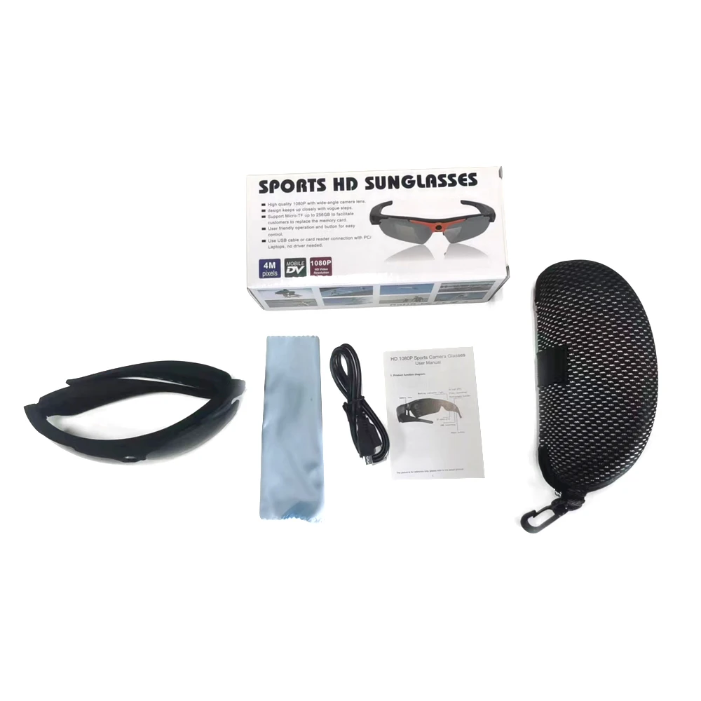 Mini lunettes de caméra HD 1080P, lentille polarisée, caméscope intelligent, cyclisme en plein air, protection de sécurité sportive, lunettes de