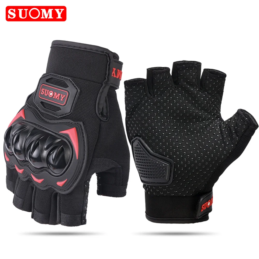 SUOMY Summer New Motorcycle Gloves Men Half Finger Anti-fall Racing Off-road Breathable Motorcycle Bicycle Gloves Fingerless