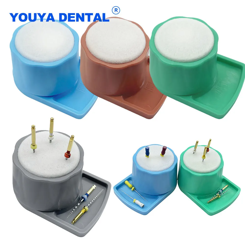 Dental Endo Stand Root Canal Cleaning Root Canal File Holder Round Foam Sponge Autoclavable Dentistry Lab Drills Block Organizer