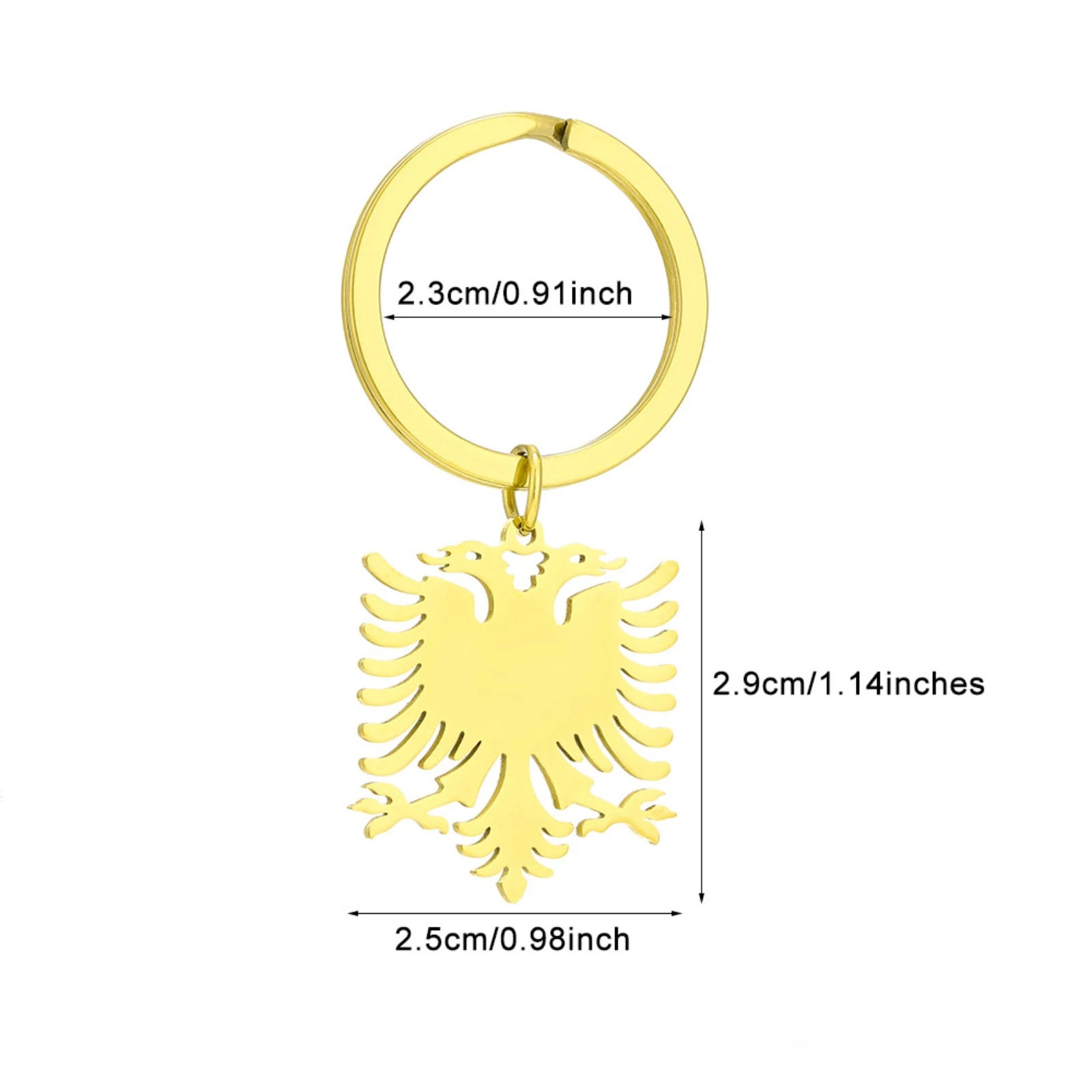 Albanien Doppelköpfiger Adler Schlüsselanhänger Edelstahl Albanisches Nationalemblem Schlüsselring Souvenir Geschenk für Männer Frauen – Detail 6