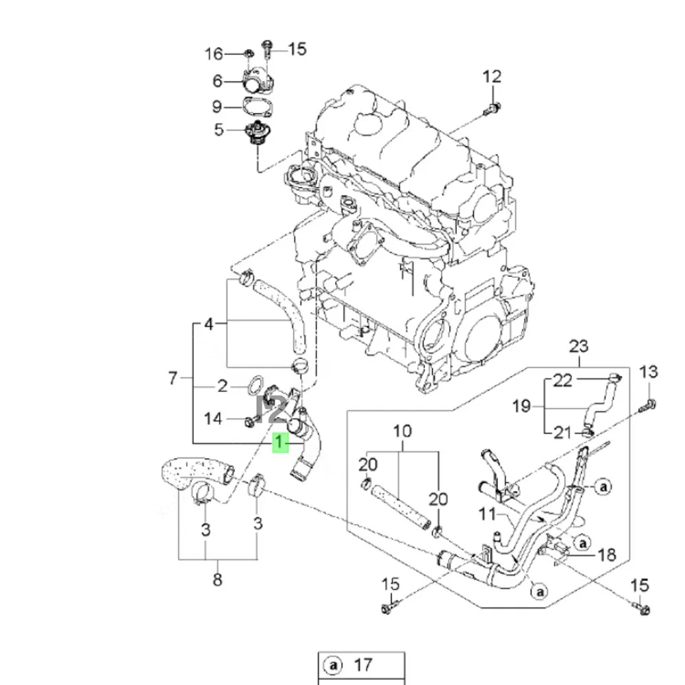 Engine hot metal pipe For 2000 - 2007 Kia Sportage Carens Rondo Optima Magentis 2.0L Water inlet pipe 2543027400 2543127400