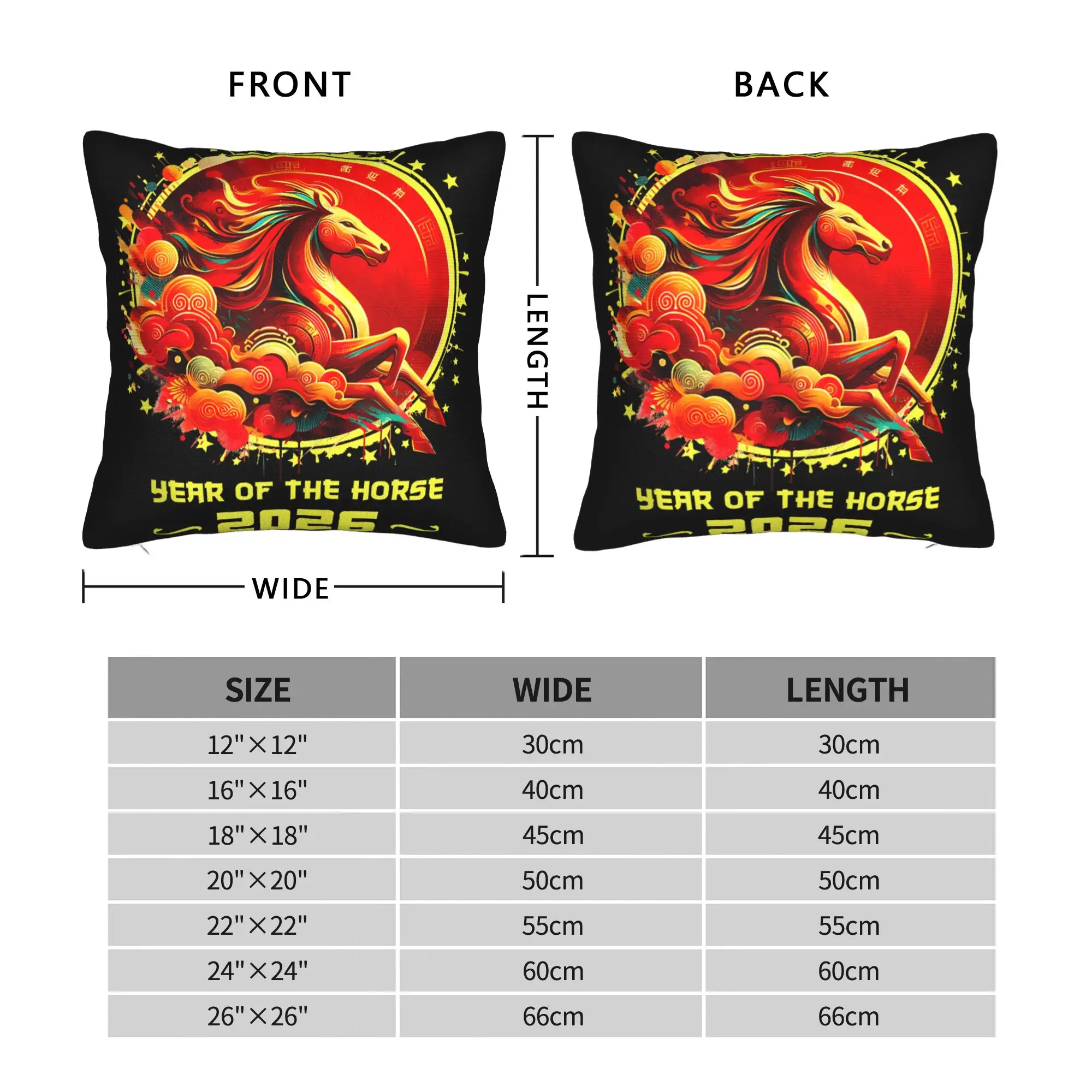 Year of Horse 2026 Chinese Zodiac Lunar New Year Pillow Case  Novelty Pillow Cover Design Pillowcases For Living Room Bed Chair