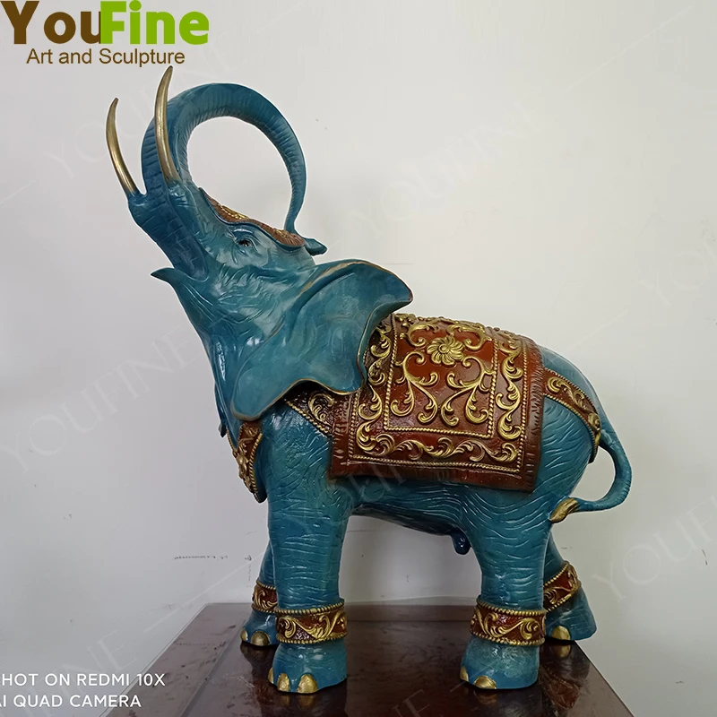 Bronze Elephant Statue Bronze Hand-painted Elephant Sculpture Casting Animal Bronze Art Crafts For Sale Home Decor Ornament Gift