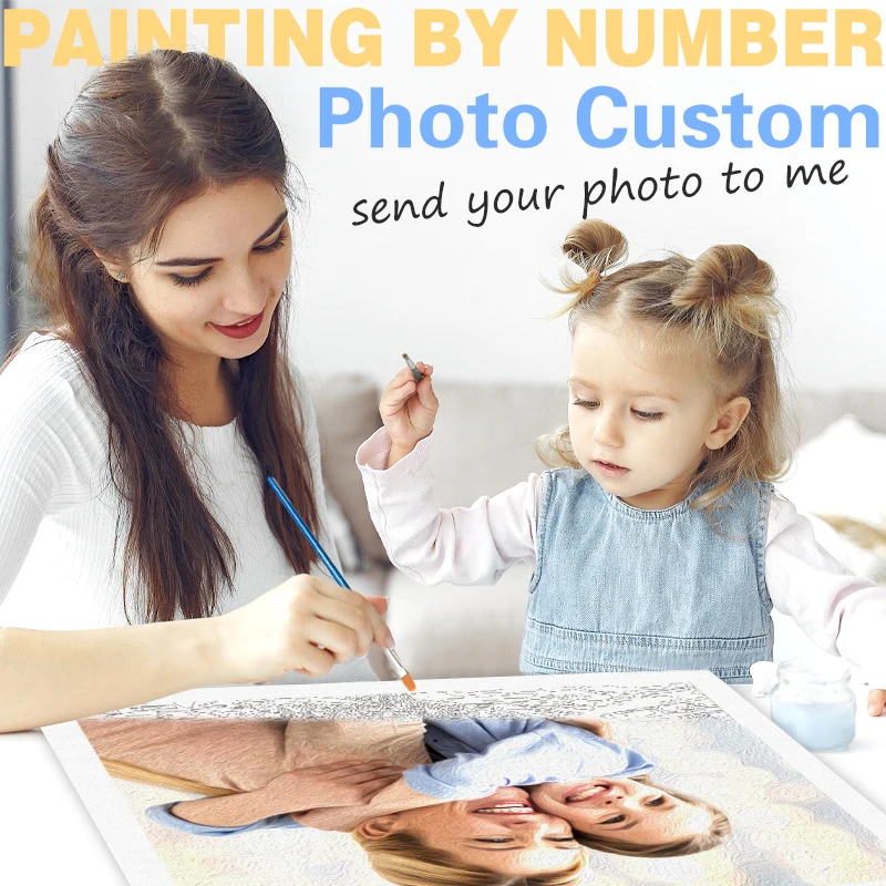 SDOYUNO 24/36 Color Photo Custom Paint By Numbers DIY Oil Painting By Number Picture Canvas Portrait Family Childred Gift