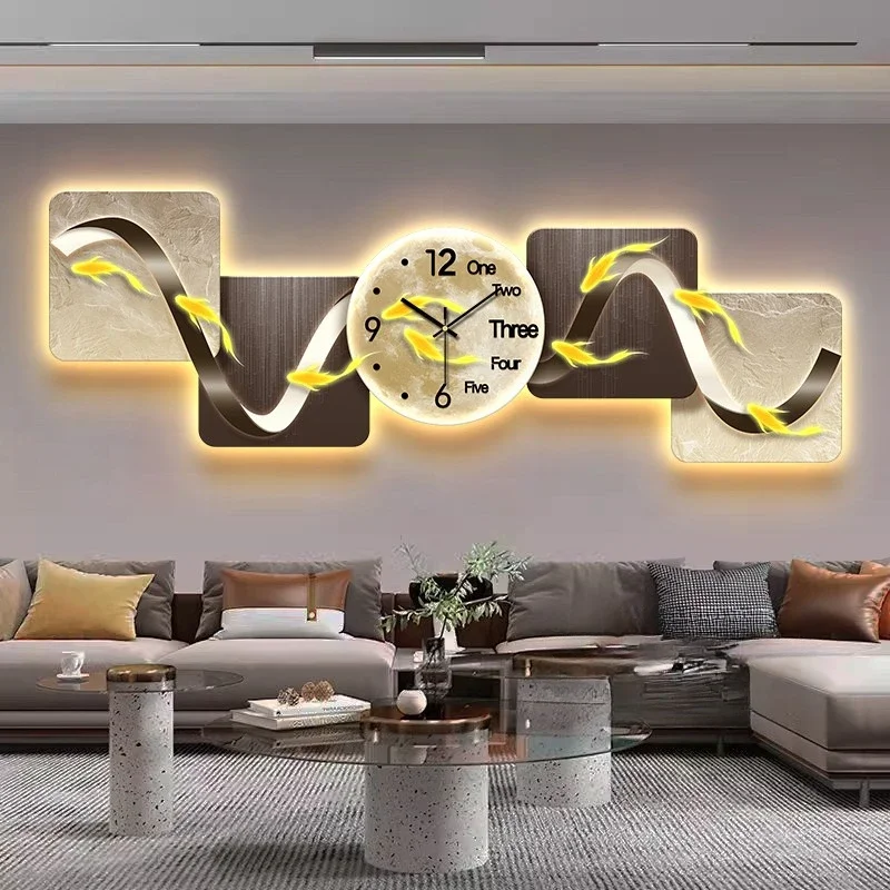 */*Design Luxury Large Wall Clock Light Living Room Bathroom Aesthetic Wall Clock Modern Bedroom Relojes De Pared House Decor