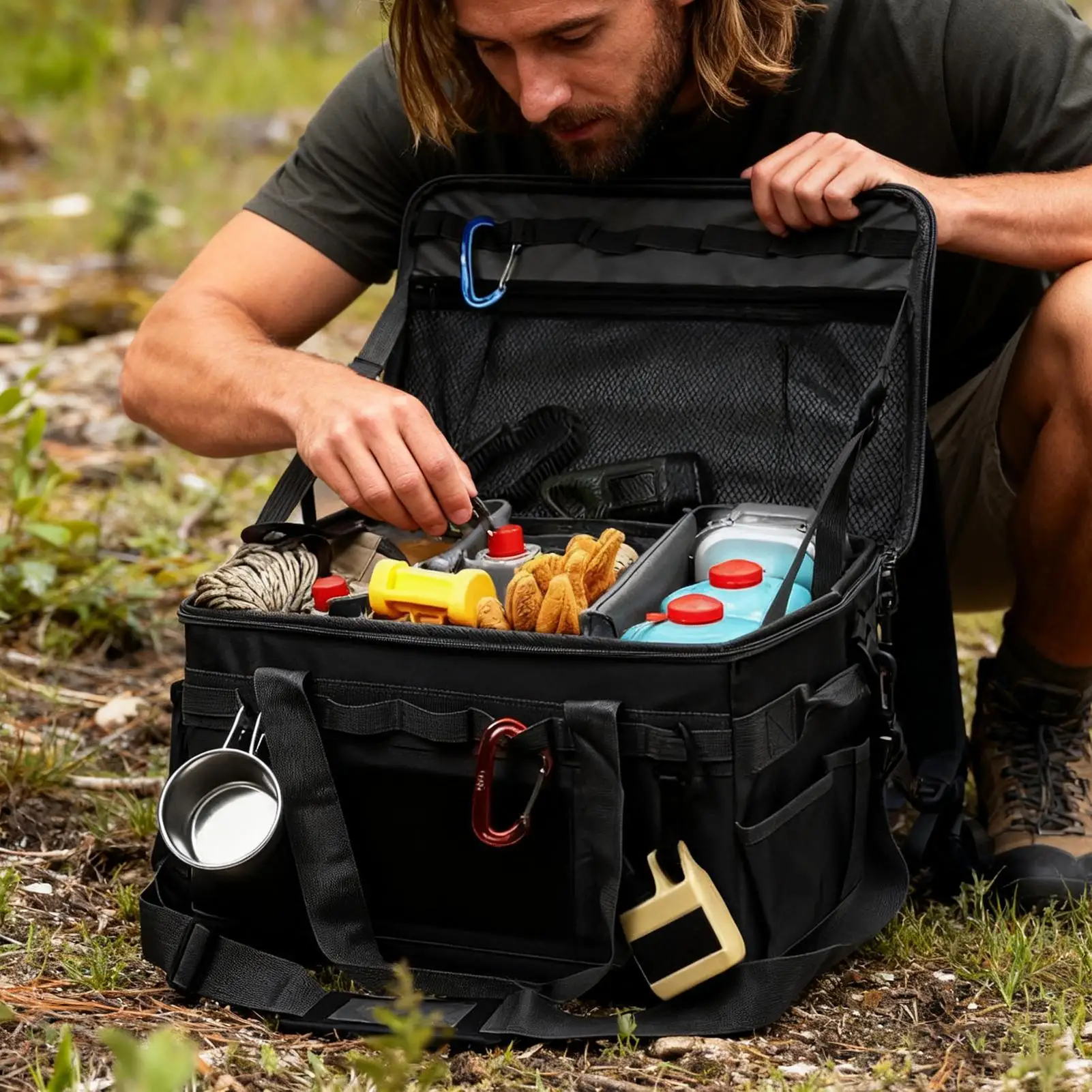 

Сумка для кемпинга, 30 л, складной органайзер для инструментов, сумка-тоут с ручками для уличного снаряжения, кухонная дорожная посуда, оборудование для инструментов