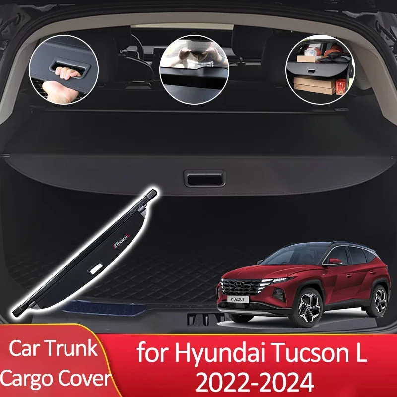 Auto Trunk Cargo Cover for Hyundai Tucson L NX4 2024 2023 2022 LWB Retractable Luggage Storage Partition Anti-peeping Accessorie