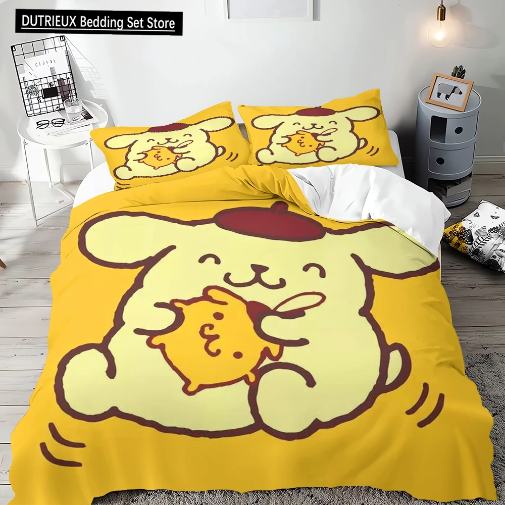 

Duvet Cover Pompompurin Pillowcase Quilt Cover Needlework Bedding, Single Bed Double Bed Extra King Size Full Size Bedding Set