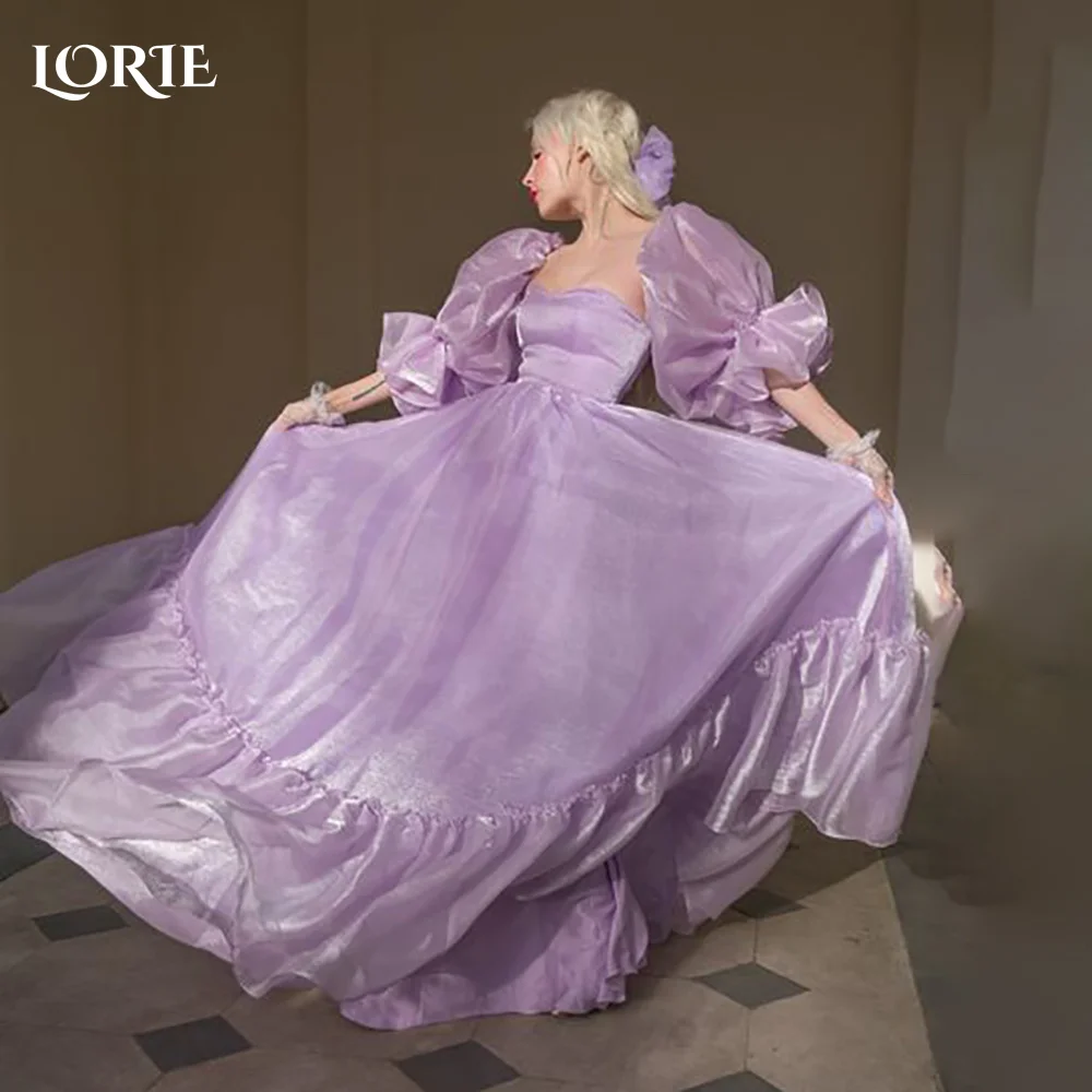 

LORIE Вечернее платье принцессы с пышными рукавами и рюшами, милое вечернее платье для торжественных случаев, розовое платье для выпускного вечера с рюшами по индивидуальному заказу
