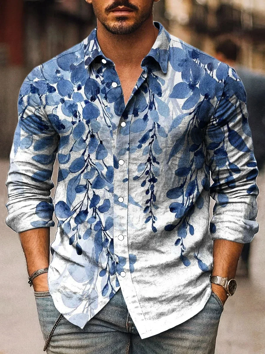 

New men's retro shirt, trendy streetwear, 3D printed floral pattern shirt, comfortable fabric, fast shipping