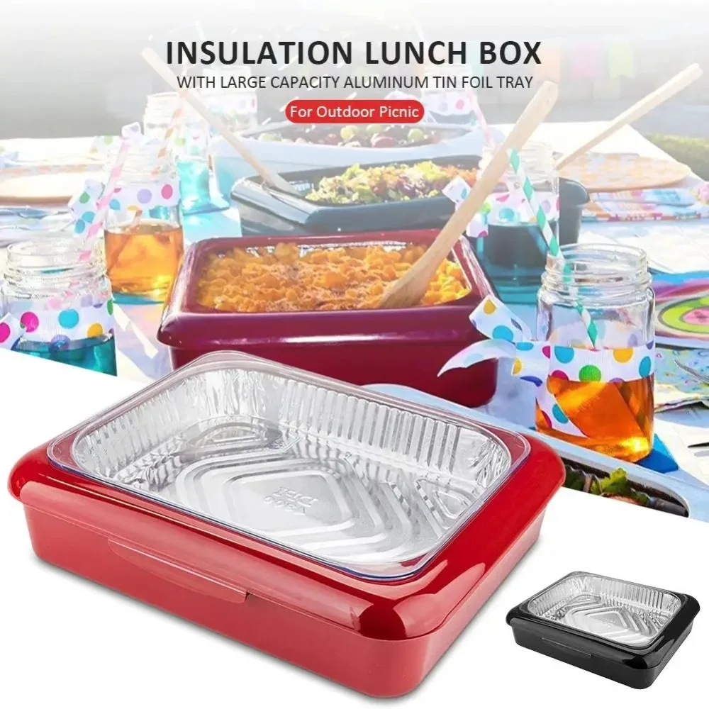

Large Aluminium Foil Trays Portable Food Foil Tray Holder Insulation Lunch Box Aluminum Foil Barbecue Tray for Outdoor Camping